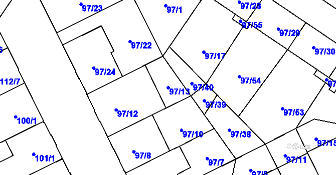 Parcela st. 97/13 v KÚ Opava-Předměstí, Katastrální mapa