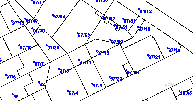 Parcela st. 97/15 v KÚ Opava-Předměstí, Katastrální mapa