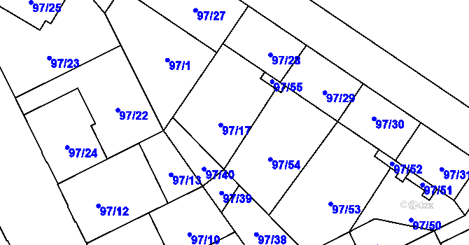 Parcela st. 97/17 v KÚ Opava-Předměstí, Katastrální mapa