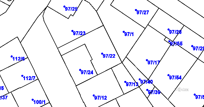 Parcela st. 97/22 v KÚ Opava-Předměstí, Katastrální mapa