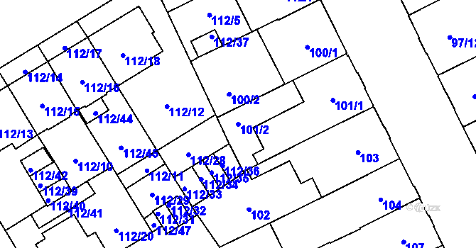 Parcela st. 101/2 v KÚ Opava-Předměstí, Katastrální mapa