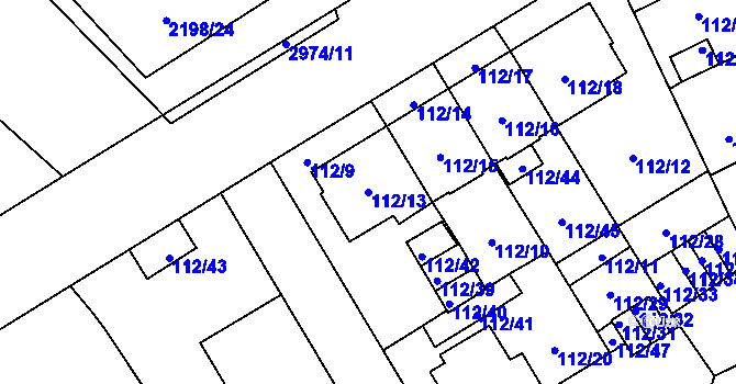 Parcela st. 112/13 v KÚ Opava-Předměstí, Katastrální mapa