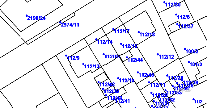 Parcela st. 112/15 v KÚ Opava-Předměstí, Katastrální mapa