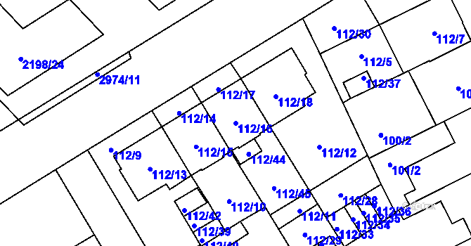 Parcela st. 112/16 v KÚ Opava-Předměstí, Katastrální mapa