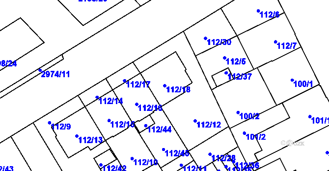 Parcela st. 112/18 v KÚ Opava-Předměstí, Katastrální mapa