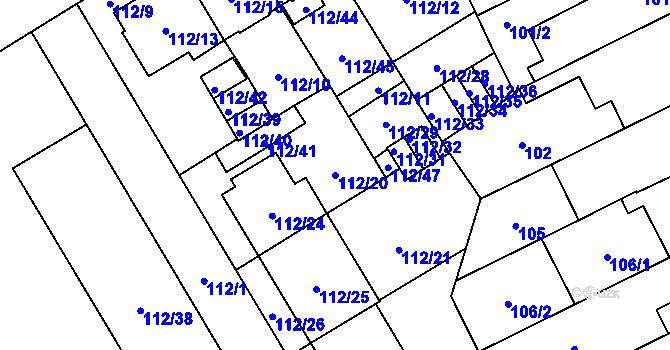 Parcela st. 112/20 v KÚ Opava-Předměstí, Katastrální mapa