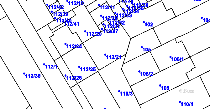 Parcela st. 112/21 v KÚ Opava-Předměstí, Katastrální mapa