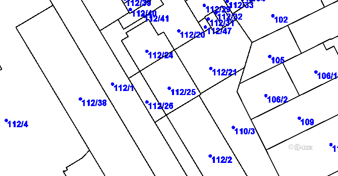 Parcela st. 112/25 v KÚ Opava-Předměstí, Katastrální mapa