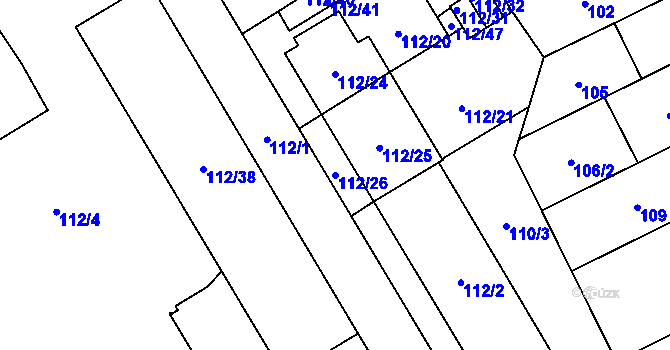 Parcela st. 112/26 v KÚ Opava-Předměstí, Katastrální mapa