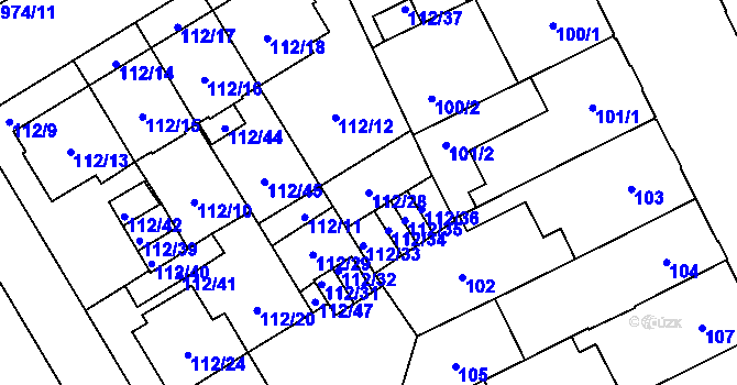 Parcela st. 112/28 v KÚ Opava-Předměstí, Katastrální mapa