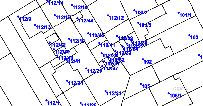 Parcela st. 112/29 v KÚ Opava-Předměstí, Katastrální mapa
