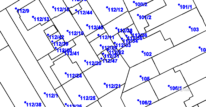 Parcela st. 112/31 v KÚ Opava-Předměstí, Katastrální mapa