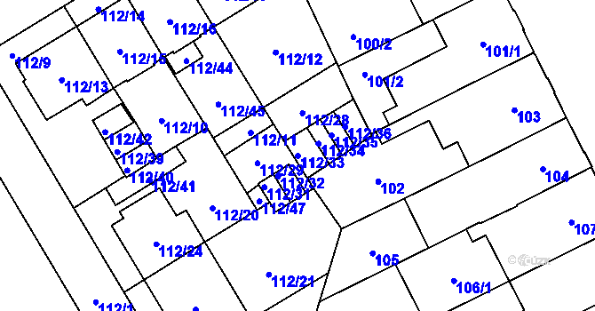Parcela st. 112/33 v KÚ Opava-Předměstí, Katastrální mapa