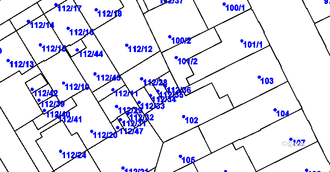 Parcela st. 112/36 v KÚ Opava-Předměstí, Katastrální mapa