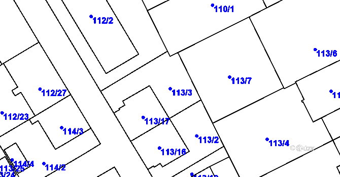 Parcela st. 113/3 v KÚ Opava-Předměstí, Katastrální mapa