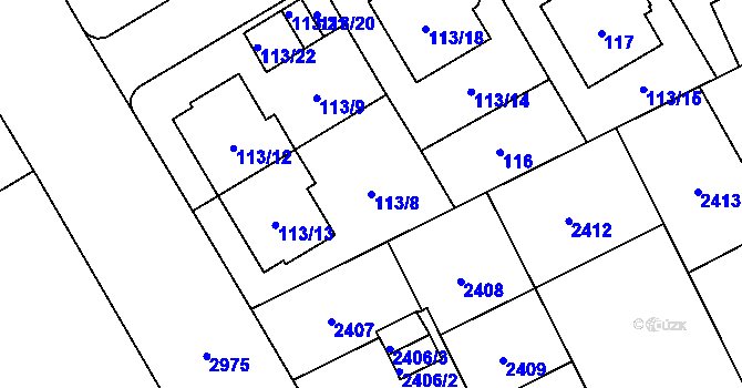 Parcela st. 113/8 v KÚ Opava-Předměstí, Katastrální mapa