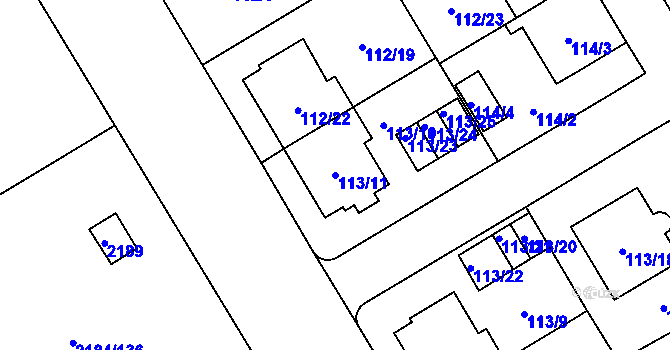 Parcela st. 113/11 v KÚ Opava-Předměstí, Katastrální mapa