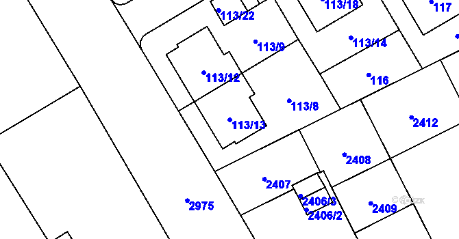 Parcela st. 113/13 v KÚ Opava-Předměstí, Katastrální mapa