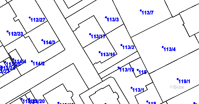 Parcela st. 113/16 v KÚ Opava-Předměstí, Katastrální mapa