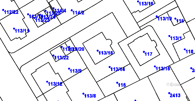 Parcela st. 113/18 v KÚ Opava-Předměstí, Katastrální mapa