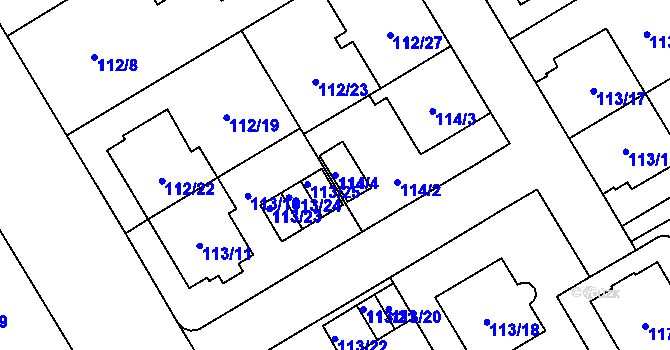 Parcela st. 114/4 v KÚ Opava-Předměstí, Katastrální mapa