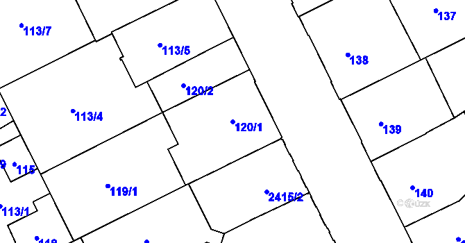 Parcela st. 120/1 v KÚ Opava-Předměstí, Katastrální mapa