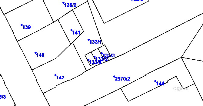 Parcela st. 133/3 v KÚ Opava-Předměstí, Katastrální mapa