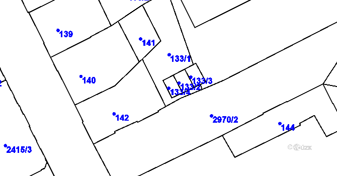 Parcela st. 133/4 v KÚ Opava-Předměstí, Katastrální mapa