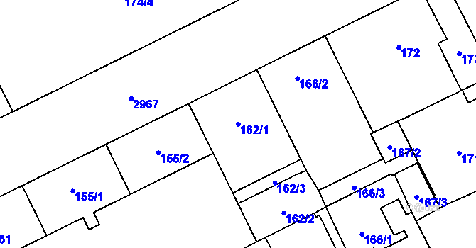 Parcela st. 162/1 v KÚ Opava-Předměstí, Katastrální mapa
