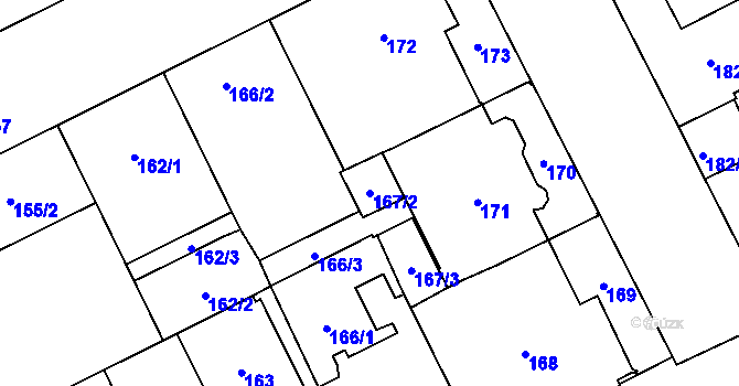 Parcela st. 167/2 v KÚ Opava-Předměstí, Katastrální mapa