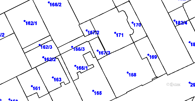 Parcela st. 167/3 v KÚ Opava-Předměstí, Katastrální mapa