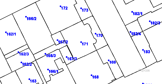 Parcela st. 171 v KÚ Opava-Předměstí, Katastrální mapa
