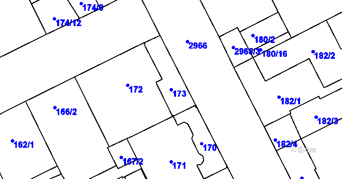 Parcela st. 173 v KÚ Opava-Předměstí, Katastrální mapa