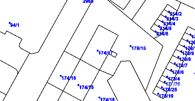 Parcela st. 174/17 v KÚ Opava-Předměstí, Katastrální mapa