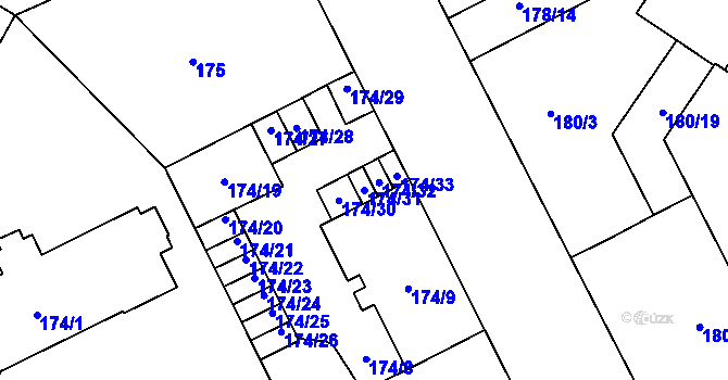 Parcela st. 174/31 v KÚ Opava-Předměstí, Katastrální mapa