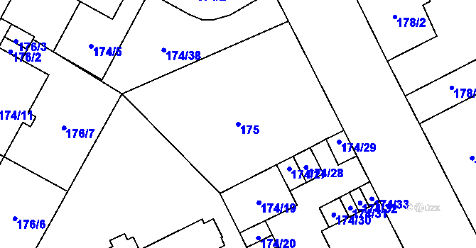 Parcela st. 175 v KÚ Opava-Předměstí, Katastrální mapa