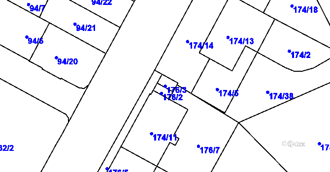 Parcela st. 176/3 v KÚ Opava-Předměstí, Katastrální mapa