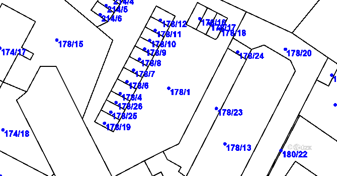 Parcela st. 178/1 v KÚ Opava-Předměstí, Katastrální mapa