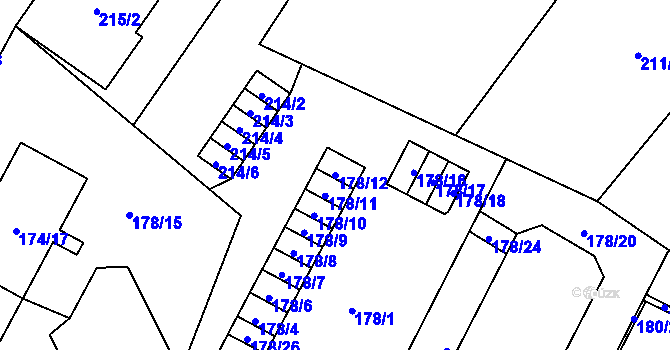Parcela st. 178/12 v KÚ Opava-Předměstí, Katastrální mapa