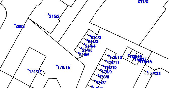 Parcela st. 214/4 v KÚ Opava-Předměstí, Katastrální mapa