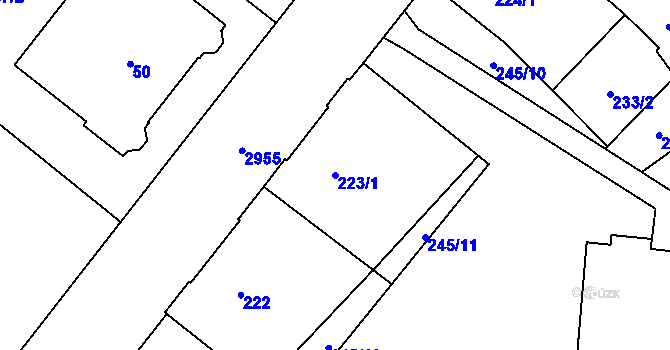 Parcela st. 223/1 v KÚ Opava-Předměstí, Katastrální mapa