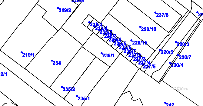 Parcela st. 236/1 v KÚ Opava-Předměstí, Katastrální mapa