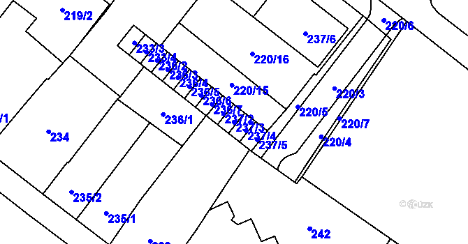 Parcela st. 237/3 v KÚ Opava-Předměstí, Katastrální mapa