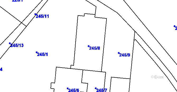 Parcela st. 245/8 v KÚ Opava-Předměstí, Katastrální mapa