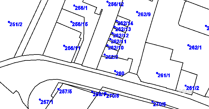 Parcela st. 262/2 v KÚ Opava-Předměstí, Katastrální mapa