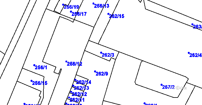 Parcela st. 262/3 v KÚ Opava-Předměstí, Katastrální mapa