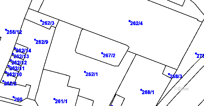 Parcela st. 267/2 v KÚ Opava-Předměstí, Katastrální mapa