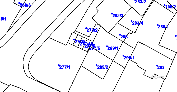 Parcela st. 277/6 v KÚ Opava-Předměstí, Katastrální mapa