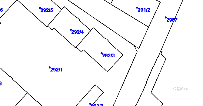 Parcela st. 292/3 v KÚ Opava-Předměstí, Katastrální mapa