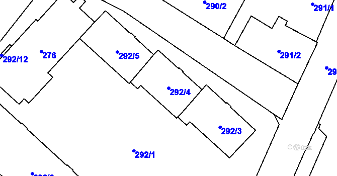 Parcela st. 292/4 v KÚ Opava-Předměstí, Katastrální mapa